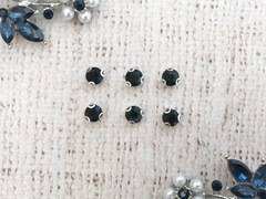 Стразы пришивные стекло в оправе, d 7 мм, чёрный