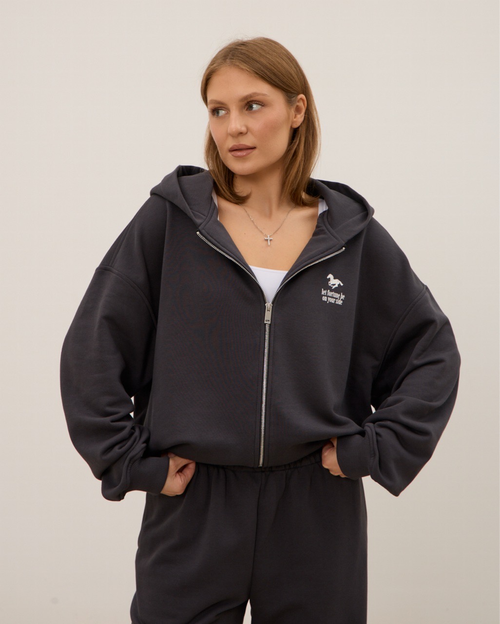 Худи на молнии 04, графит