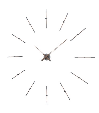 Часы Nomon MERLIN 12T  GRAPHITE+WALNUT (орех+графит). D=125см