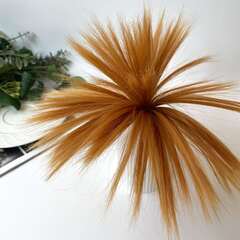 Волосы - трессы для кукол, прямые, 15 см*1 метр., светло-оранжевые.