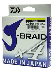 Купить шнур плетеный Daiwa J-Braid X4 270м 0,29мм желтая