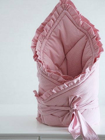 Одеяло стеганое с рюшей розовый