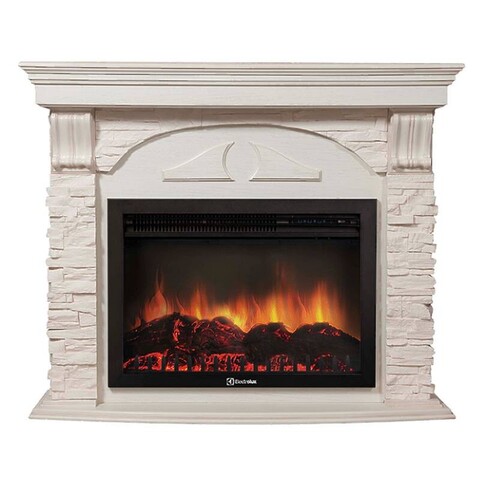 Портал Firelight Torre 25S камень белый шпон белёный дуб