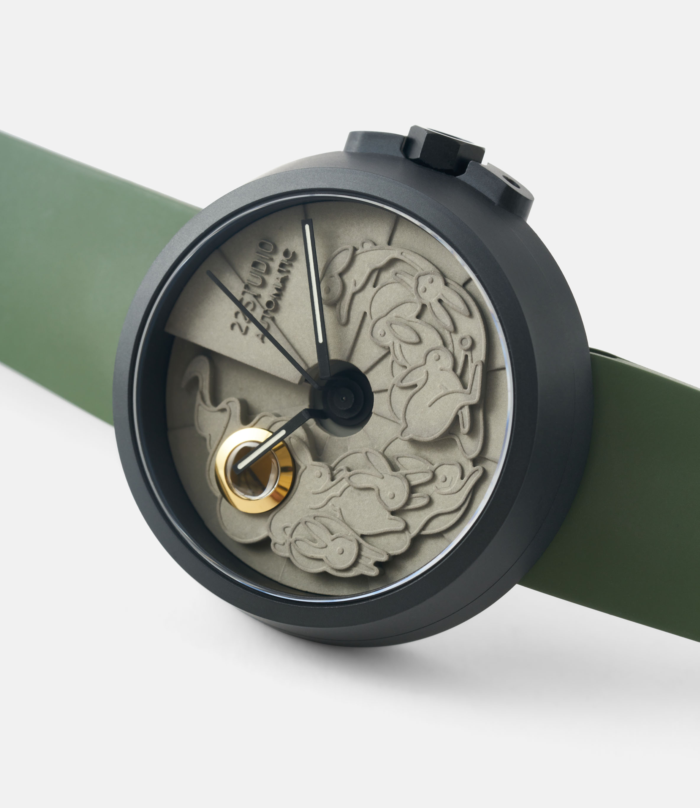 22 Studio Limited Rabbit Edition Moss Green — часы с циферблатом из бетона (45 мм)