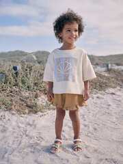 Футболка и шорты в комплекте для девочки Next AE6-175, Бежевый, Молочный