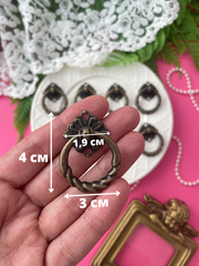 Ручка для шкатулки, бронзовая округлая витая, металлическая, 3*4 см, набор 8 шт.