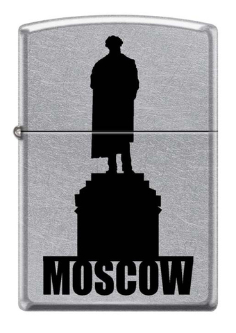 Зажигалка Zippo Памятник Пушкину, латунь/сталь с покрытием Street Chrome™, серебристая, 36x12x56 мм123
