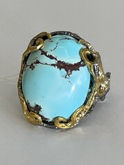 Риека-бирюза (серебряное кольцо с позолотой)
