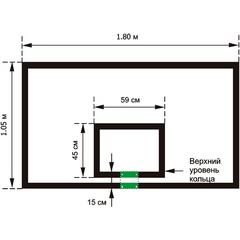 Щит баскетбольный игровой пристенный (фанера 15 мм, металлокаркас) 1050х1800мм Zavodsporta