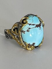 Риека-бирюза (серебряное кольцо с позолотой)