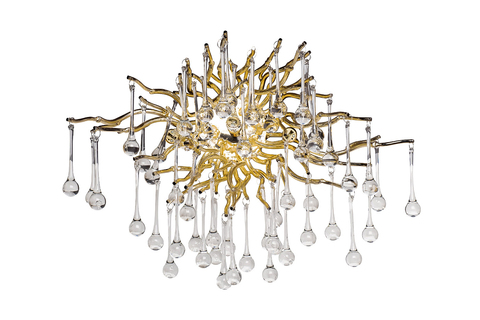 Бра настенное для спальни 40x50см Garda Decor Капли золото со стеклянным декором