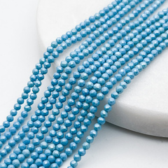 Фианит "матовый" (кубический цирконий), цвет бирюзовый, размер около 2 мм, цена за нить 38 см