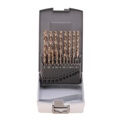 Набор сверл по металлу 1-10мм 19шт DIN338 HSSE-Co5 135° (пл. кейс) H-Tools 215214HTRO