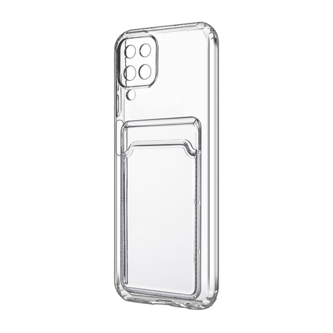 Силиконовый чехол с визитницей - кармашком для карт Clear Card для Samsung Galaxy A12 (Прозрачный)