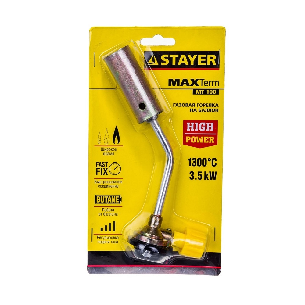 STAYER MaxTerm MT100 1300°C на баллон с цанговым соединением, увеличенный  выход пламени, Газовая горелка (55588) (Артикул: 55588) – 268 руб. | Купить  в СПб, низкая цена, доставка по России