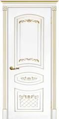 Дверь Смальта 05 / Цвет Белый ral 9003 патина золото / Двери ТЕКОНА