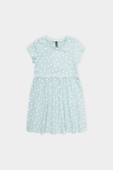 Платье  для девочки  К 5644/голубая дымка,горошки