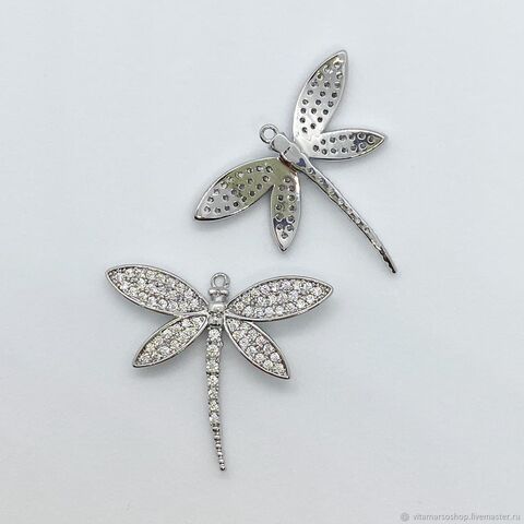 УЦЕНКА!!! Подвеска Стрекоза с фианитами 22 мм , родирование У084