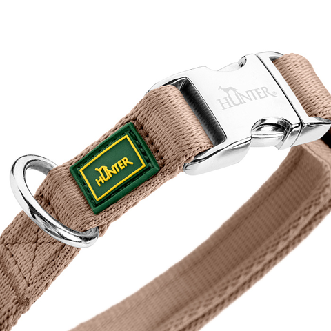 Hunter ошейник для собак ALU-Strong Inari нейлон с металлической застежкой, бежевый
