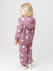 брюки  для девочки  КР 400849/темная орхидея,сердечки к589