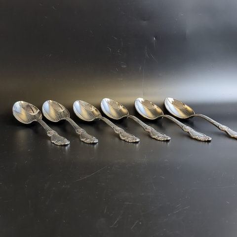 Набор из 6 столовых ложек Роза - мельхиор - МНЦ - Кольугино - СССР