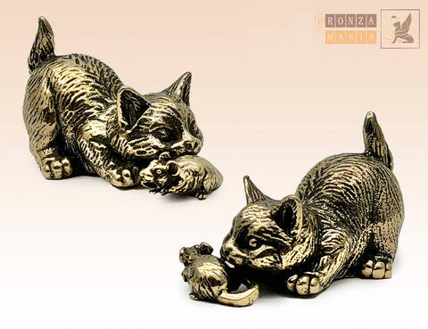 фигурка Котик Бантик с мышкой