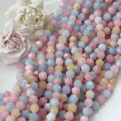 Тонированный кварц, микс, граненые бусины, 9 мм, нить, К083