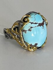 Риека-бирюза (серебряное кольцо с позолотой)