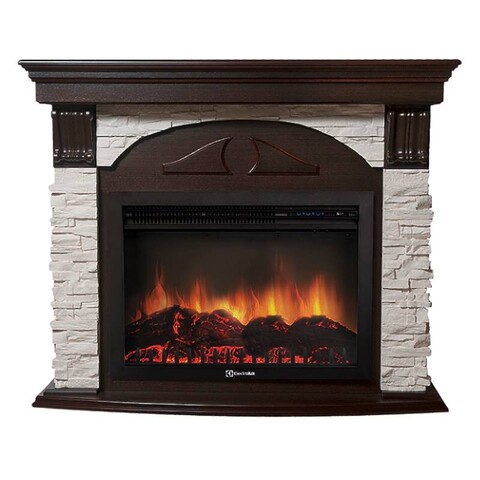 Портал Firelight Torre 30S камень белый шпон темный дуб