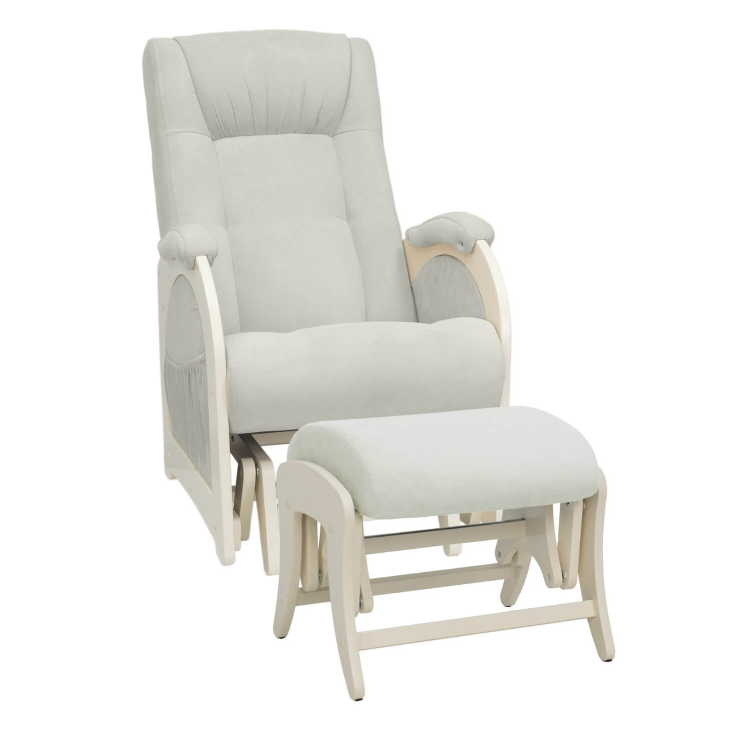 Кресло для кормления milli smile с карманами молочный дуб ткань verona light grey