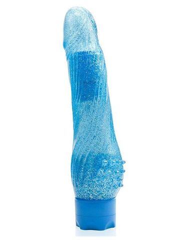 Голубой водонепроницаемый вибратор JELLY JOY ROUGH RIDGES MULTISPEED VIBE - 18 см. - Dream Toys Jelly Joy 21141