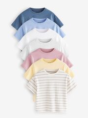 Футболка для девочки Next E65-391, 7 шт., Розовый, Синий, Белый, Желтый