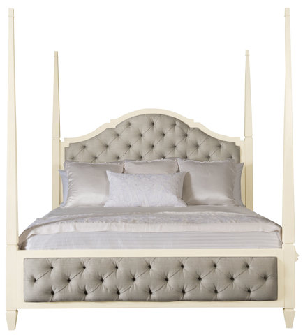 Savoy Place Upholstered Poster Bed with Metal Canopy (optional)