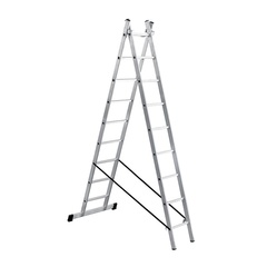 Лестница-стремянка, 2 х 9 ступеней, до 3,92 м, алюминиевая, БИБЕР 98429 ---