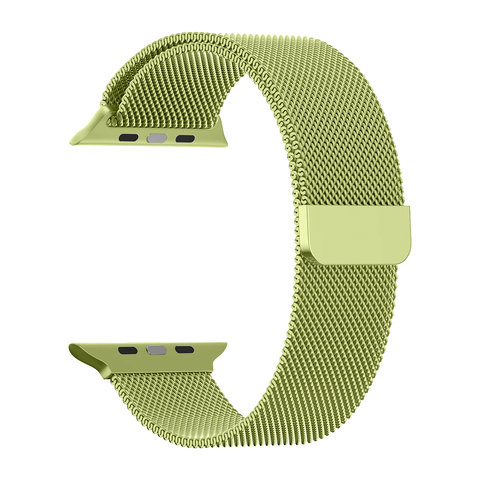 Металлический ремешок Миланская петля Milanese loop 38 мм / 40 мм / 41 мм для Apple Watch (Светло-зеленый)