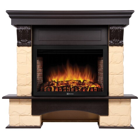 Портал Firelight Forte 25S камень бежевый шпон Темный дуб