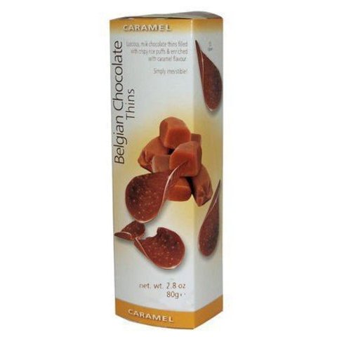 Шоколадные чипсы Belgian Chocolate Thins Caramel 80 гр