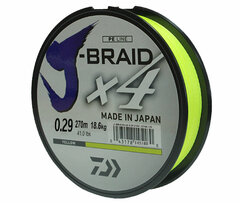 Купить шнур плетеный Daiwa J-Braid X4 270м 0,29мм желтая