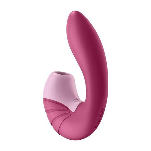 Малиновый вибратор с вакуумным стимулятором Supernova - 16,9 см. - Satisfyer 4009742