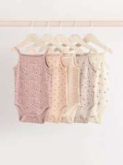 Боди без рукавов для малышей Next E19-736, 5 шт., Бежевый, Молочный