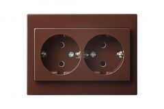 Розетка Двухместная с Заземляющими Контактами Коричнеая LIREGUS EPSILON