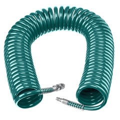 KRAFTOOL 20 м, 8 х 12 мм, 15 бар, воздушный спиральный шланг с фитингами рапид (06590-20)