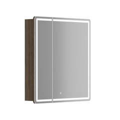 Sancos MI70ECH Зеркальный шкаф для ванной комнаты Mirror 690x150х740 мм, с LED подсветкой, корпус выполнен из лдсп цвет дуб чарльстон, диммируемое сенсорное управление подсветкой, 4 полки стекло фото