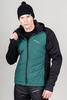 Премиальная куртка для лыж и зимнего бега Nordski Hybrid Hood Black-Alpine Green