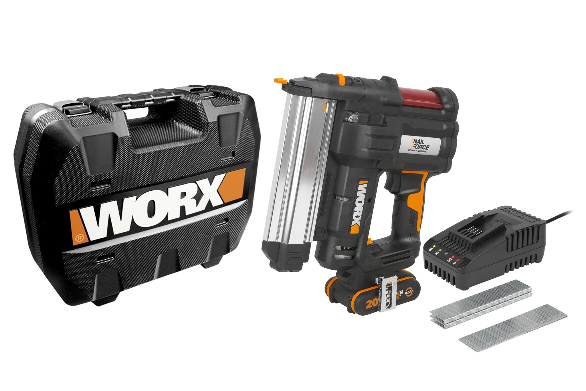 Аккумуляторный Гвозде-скобозабиватель WORX WX840 20В, 2Ач х1, ЗУ, кейс