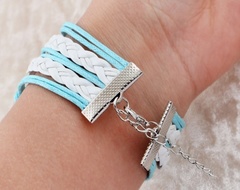 Купить Браслет с якорем и надписью LOVE (голубой) в Магазине тельняшек