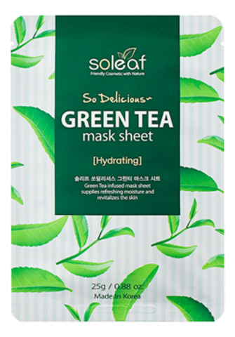 Тканевая маска для лица с экстрактом зеленого чая So Delicious Green Tea Mask Sheet