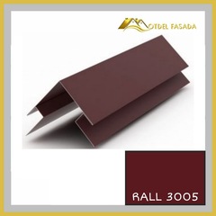 Угол наружный сложный 75мм RALL 3005-Красное вино 0,45мм 2м