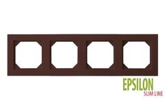 Рамка Четырехместная Коричневая SLIM (Универсальный Монтаж) LIREGUS EPSILON