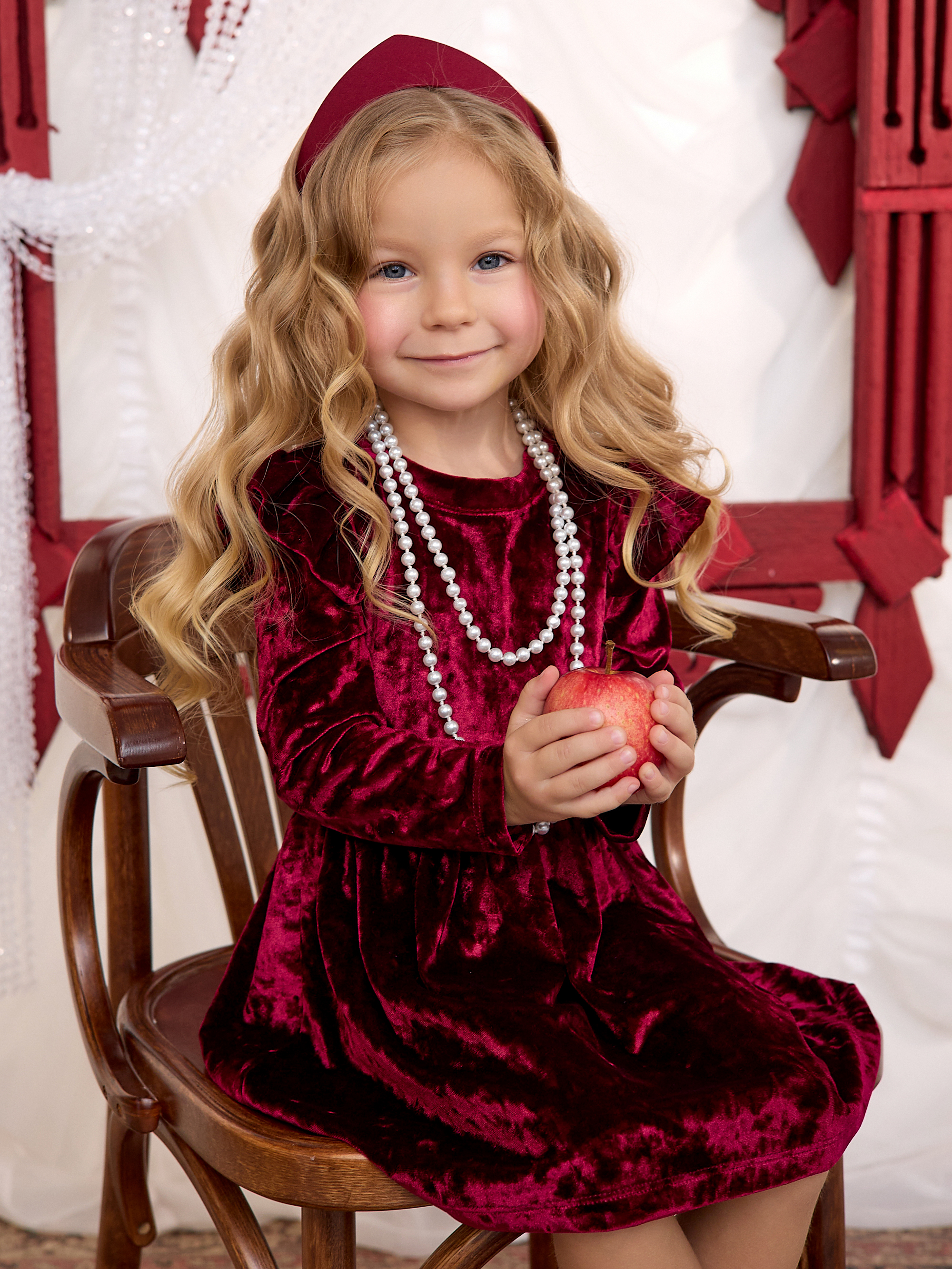 Платье Фея бархат бордо